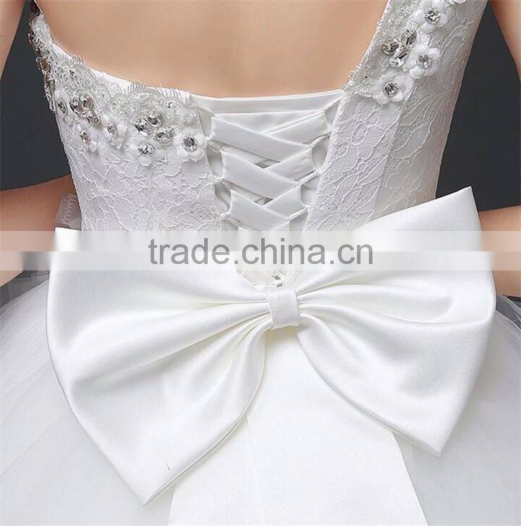 Floral Lace Trim Hem One Shoulder Crystals Pearl Ball Gown Appliques Lace Tulle Customize Wedding Dresses