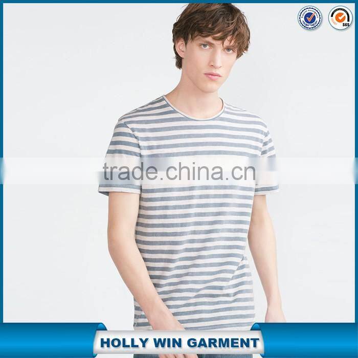 Men striped longline t shirt wholesale China