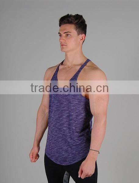 mens low cut stringer singlets vest with a scooped & lengthened body