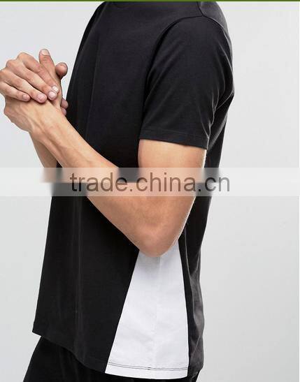 summer new style men t-shirts Stitching T-shirt hot sale white and black stitch made in China