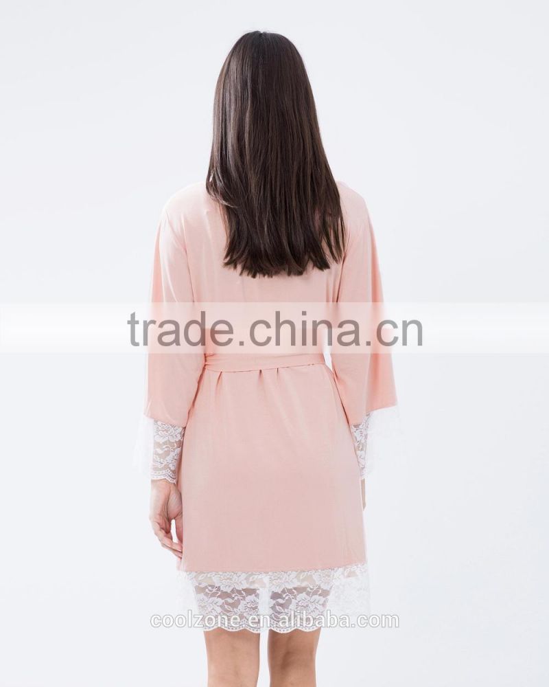 Relaxed fit wrap front comfortable bamboo bathrobe wholesale luxury bathrobe