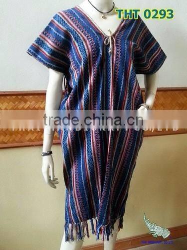 Hill Tribe Woven Dress Vintage Thai Antique Clothing Women Karen