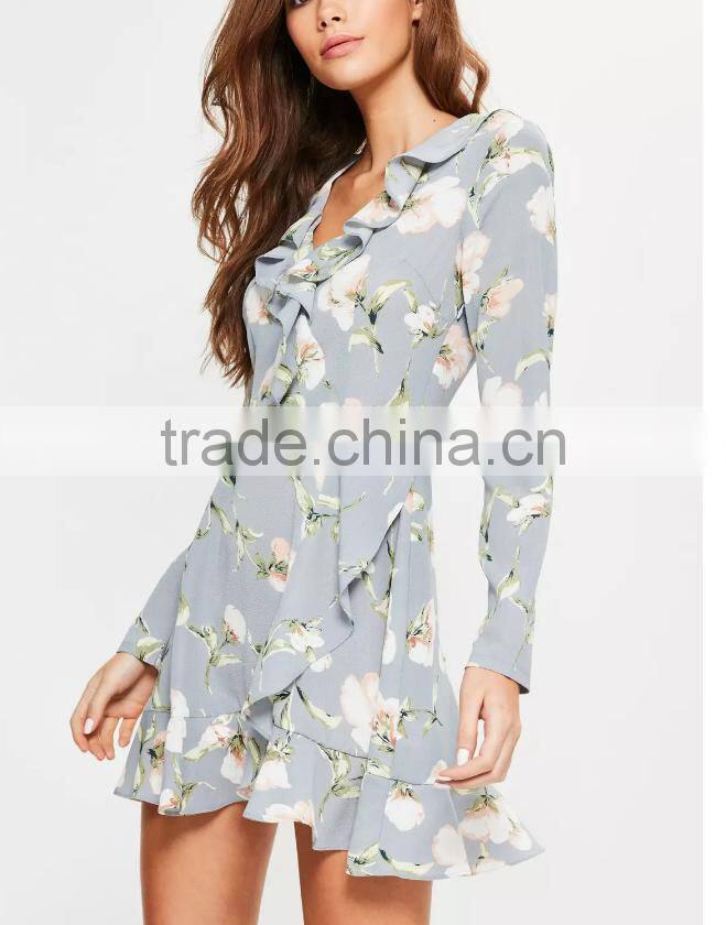 Latest Stylish Fiery Deep-V Sexy Floral Printed Backless Split Dress