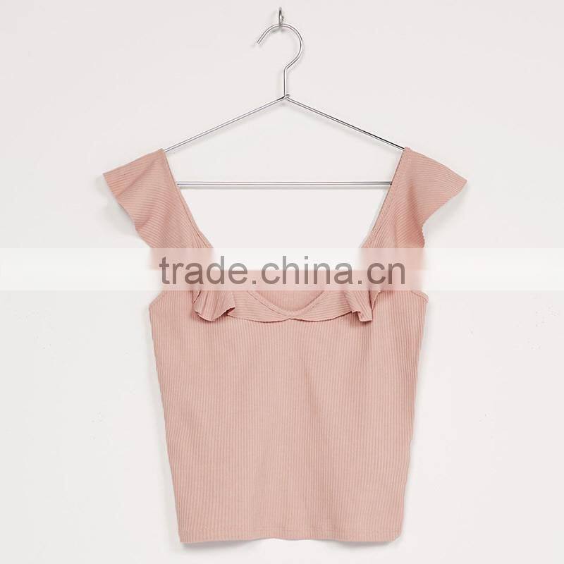 Polyethylene fiber-Ethylene Polyester Tank Top deep V backless patchwork Solid shrimp Sold By PC