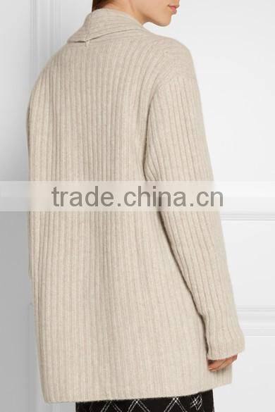 Ladies 2017 new style classic design Ribbed long Knitted Sweater cashmere oversized cardigan