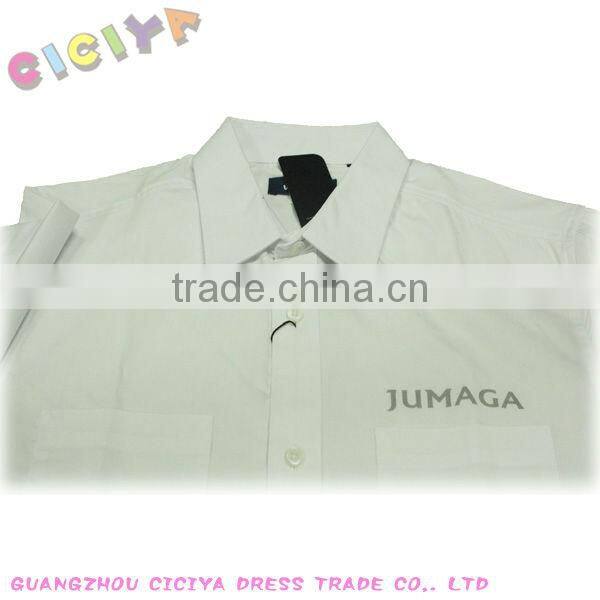 Boy's fancy shirt with rib collar design school custom white shirt boys fancy shirts