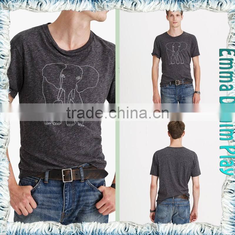 Hot Style Custom Made Best Quality Man's Simple Printing Pattern Boat Neck T-Shirts