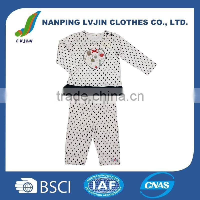 cute suit little girl 95% cotton & 5% spandex fashional suit 2016 allover printed girl clothing set