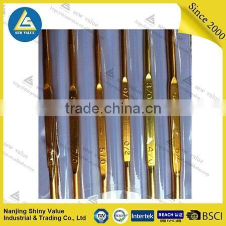 OEM 3/0&4/0 golden double pointed aluminum crochet hook knitting needles