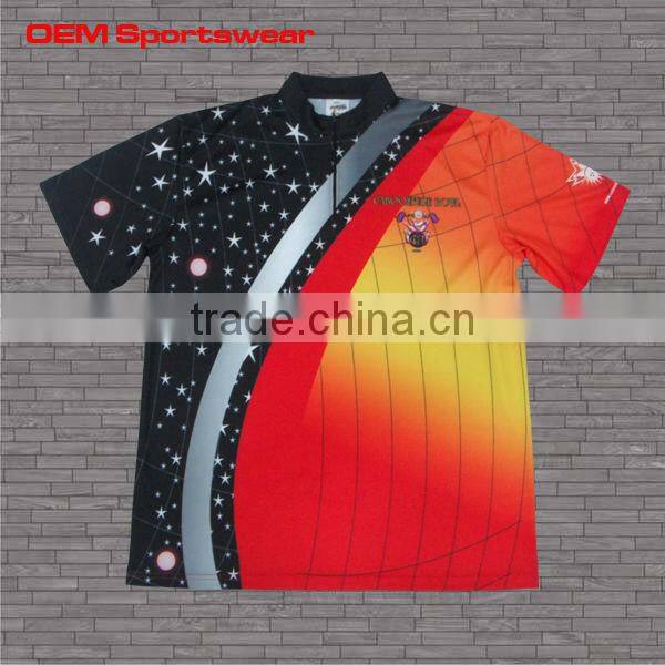 custom dye sublimated polo shirt with zip in guangdong factory