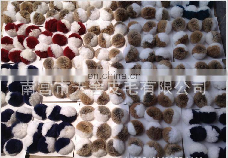 genuine fur trimming for beanie and garment two tone mixed color rabbit fur ball from china