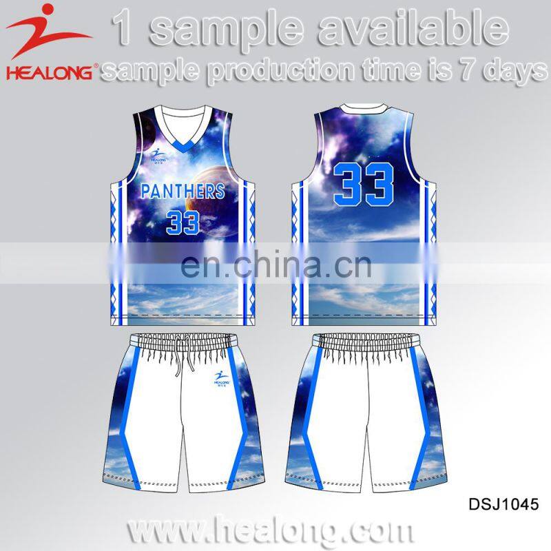 Thermal Transfer Printing Designed And Made Basketball Jerseys