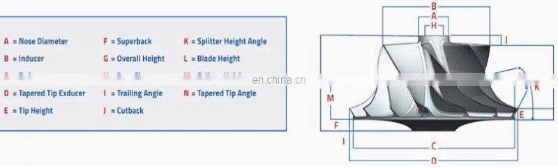 TD04 45.47/60.48mm 11+0 blades high performance turbocharger milling/aluminum 2618/billet compressor wheel