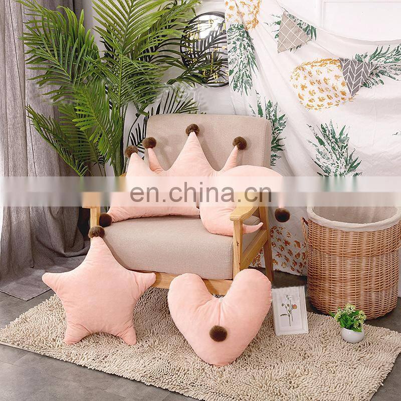 i@home Nordic Star Moon Love Crown Shaped Decorative Crystal Sofa Velvet Cushion Pillow