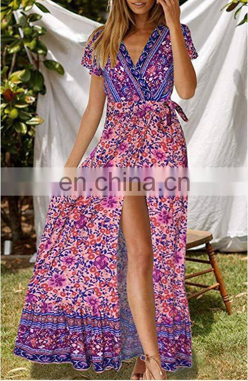 Baroque Border Print Plus size Short Sleeve Cover up Women Summer Casual Dress