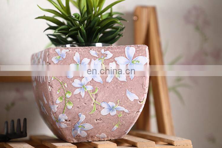 Garden supplies cheap custom indoor balcony home decor pink square large flower plant pots for succulent
