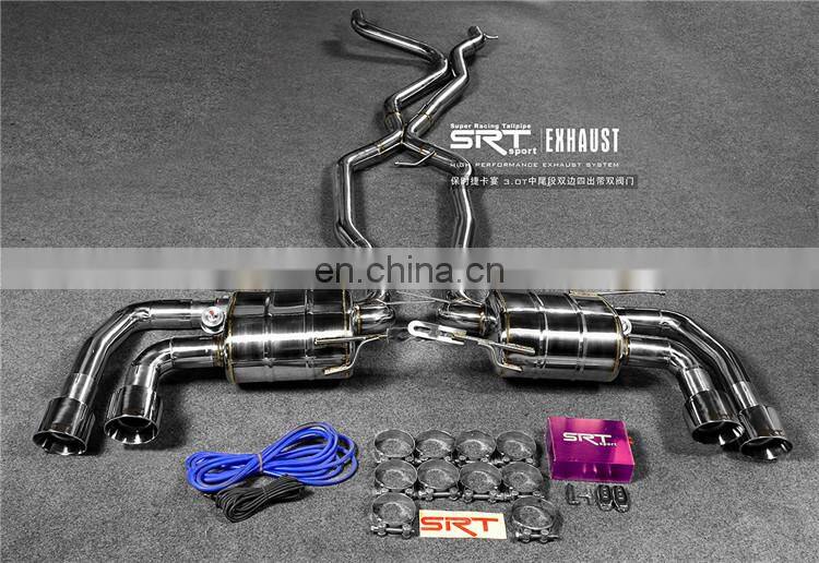 Exhaust Pipe for porsche cayenne 3.0T 4 tips with valve catback with quad double tip