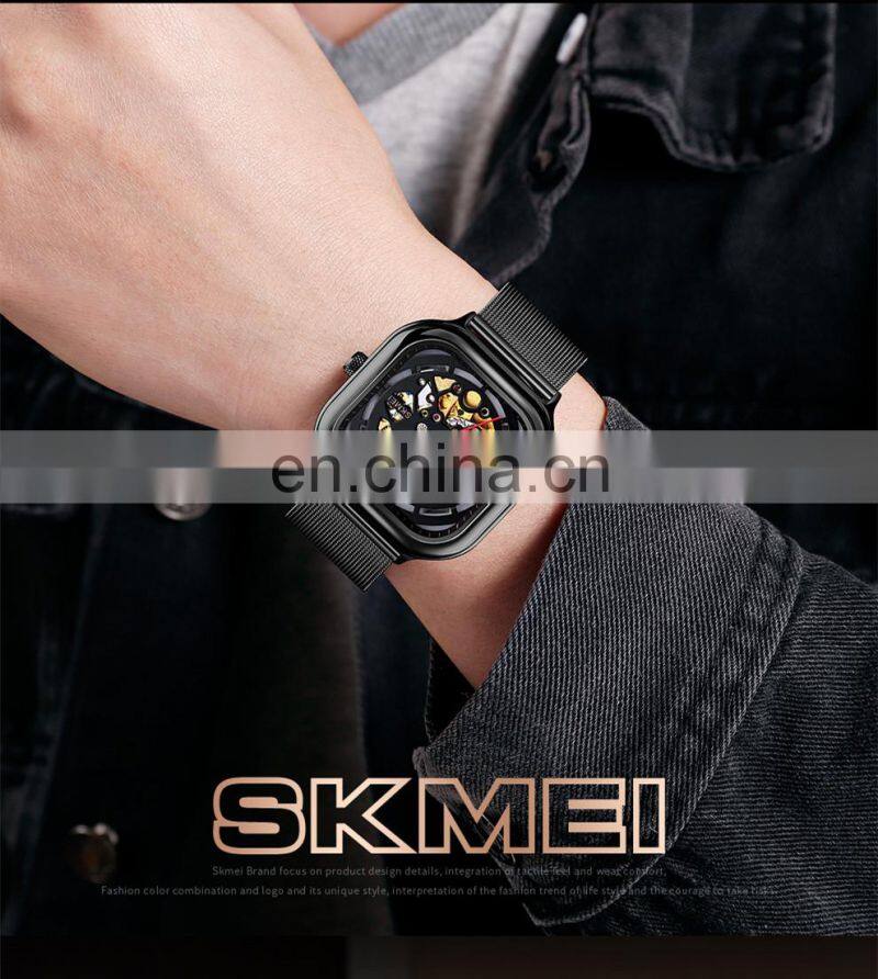 luxury SKMEI 9184 automatic movement stainless steel mechanical watch for men