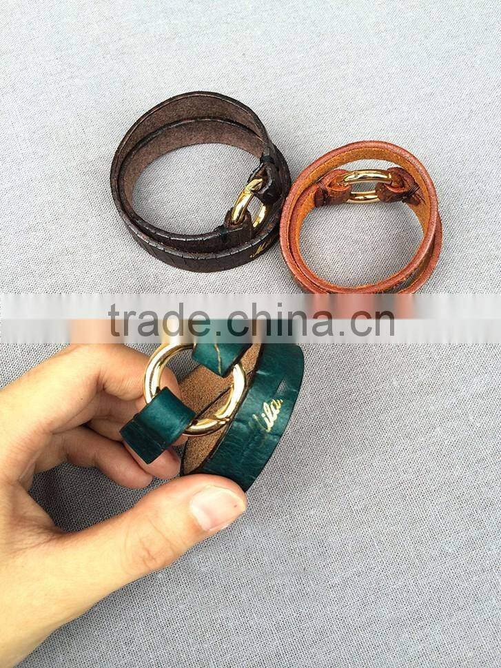 Personality High Feshion Genuine Leather Crocodile Parttern Crack Vintage Retro Style Hand Make Bracelet for mens