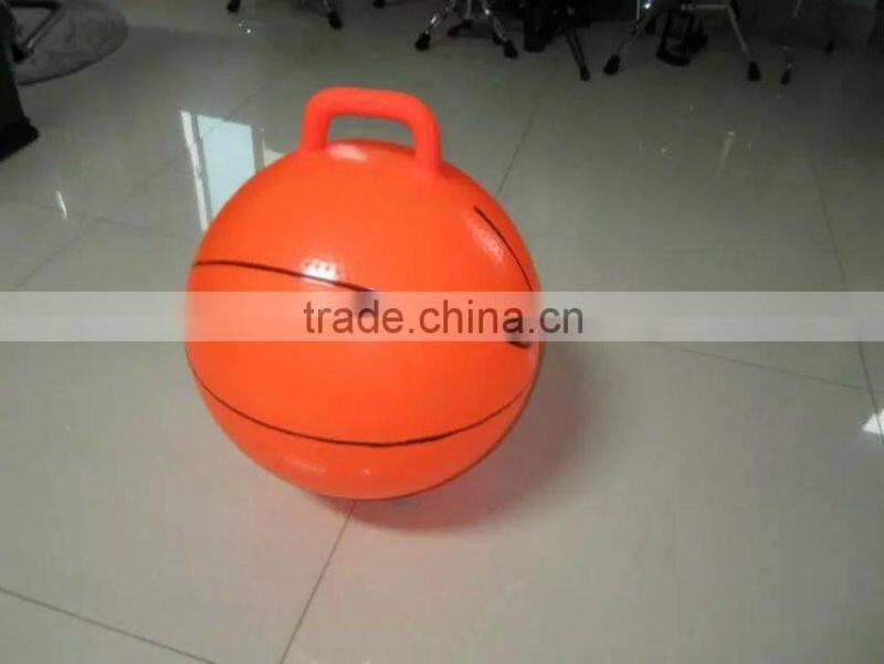 18" wholesale cute PVC toy jumping pop ball with handle (Basketball design)