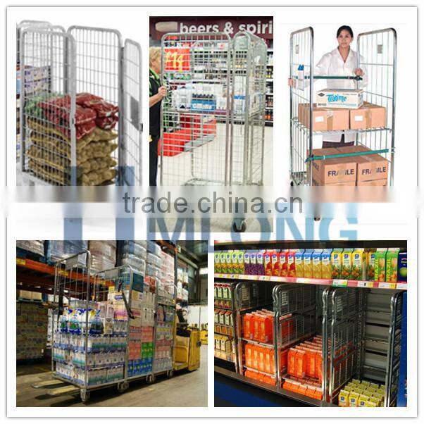 Warehouse mesh storage foldable roll trolley