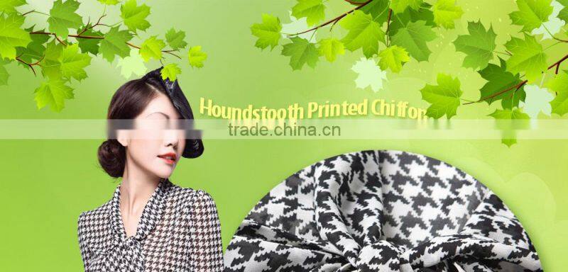 Printed Chiffon Houndstooth Fabric, Check Chiffon for Maxi Dresses