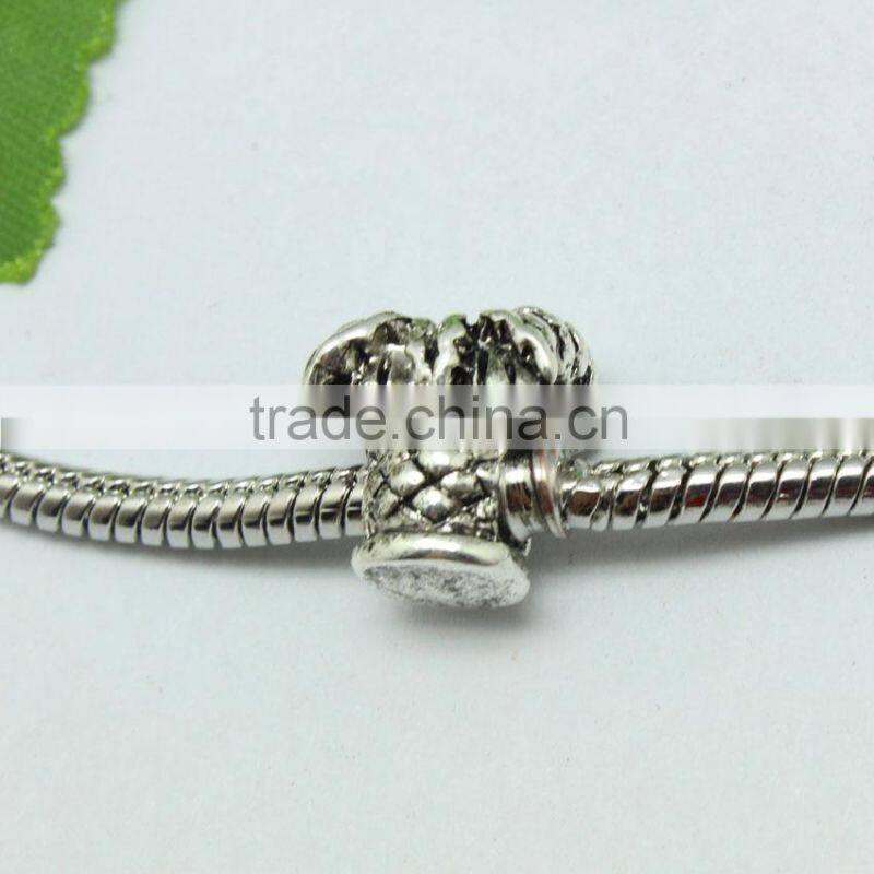 Wholesale Pdora New Style Anti-silver Coconut Tree Shape Zinc Alloy Round Hole Slide Beads