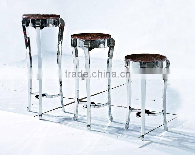 Round marble top stainless steel flower stand&coffee table for clubs