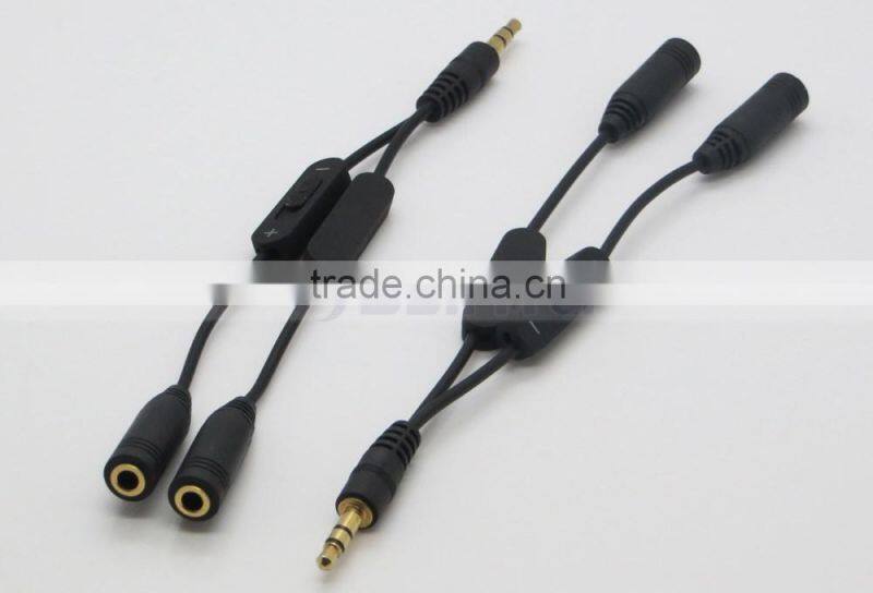 3.5mm Male- Female Headphone Earphone Splitter Cable Audio AUX Cable with Volume Control