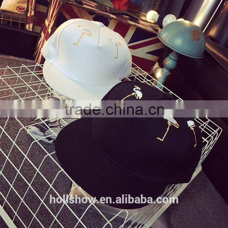 Latest Design Cute Animal Red-crowned Crane Embroideried Man Women Lovers Flat Snapback Hats