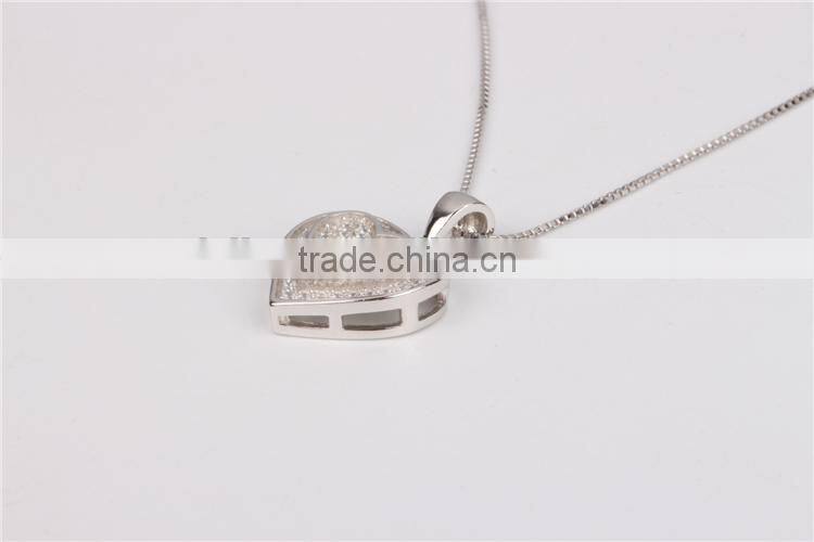 American popular 925 silver smooth heart pendant necklace