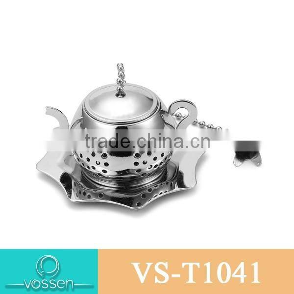 Gold plating tea pot shaped C tea infuser