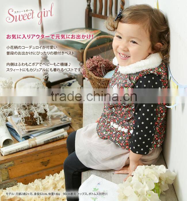 Japanese wholesale products high quality flower pattern baby winter cute toddler vest children clothing kids wear infant clothes