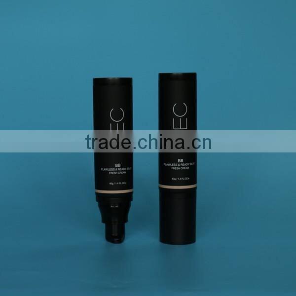 High quality 30mm black PE plastic cosmetic packaging tubes with airless pump