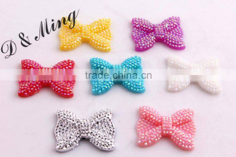 21x28MM Yellow AB Color Custom Color Accept Retail Sale High Quality Resin Rhinestone Bow Beads for Necklace Jewelry