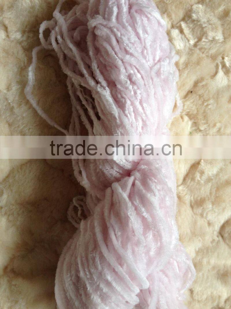 4.5NM 100%polyester/acrylic chenille yarn raw white and dyed on cone