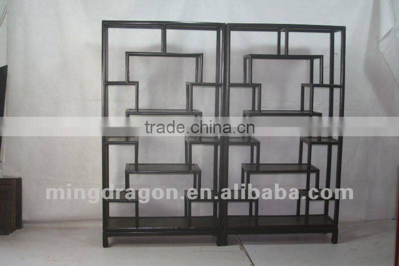 Chinese antique furniture Black Shanxi pine wood bookshelf