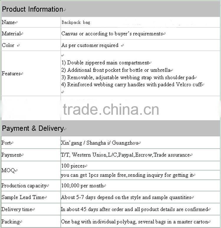 Promotional Korea style kids backpack /sports backpack /travel backpack