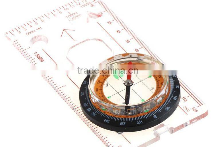 outdoor camping baseplate map compass with ruler and magnifier