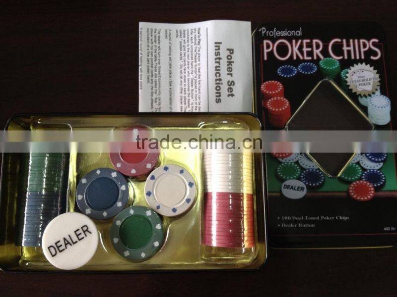Poker Chips in tin box /Window Box/ Aluminum box