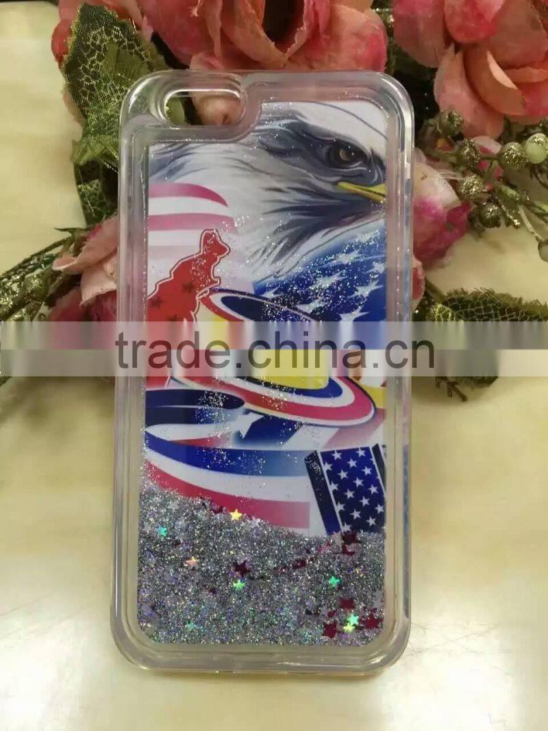 USA UK Flag Liquid Glitter Stars Bling Moving Latest Design TPU Case Cover For iPhone & Samsung