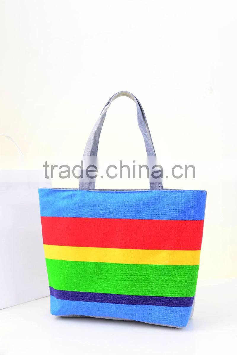 Personalized Embroidery Monogram Chevron Canvas Handbag Beach Tote