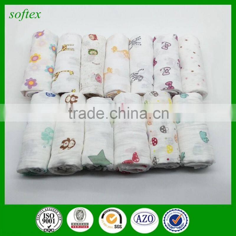 120x120cm 100% cotton organic muslin swaddle blanket for baby