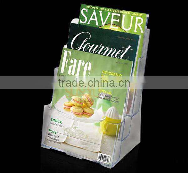 A4 acrylic brochure stand with 3 layer