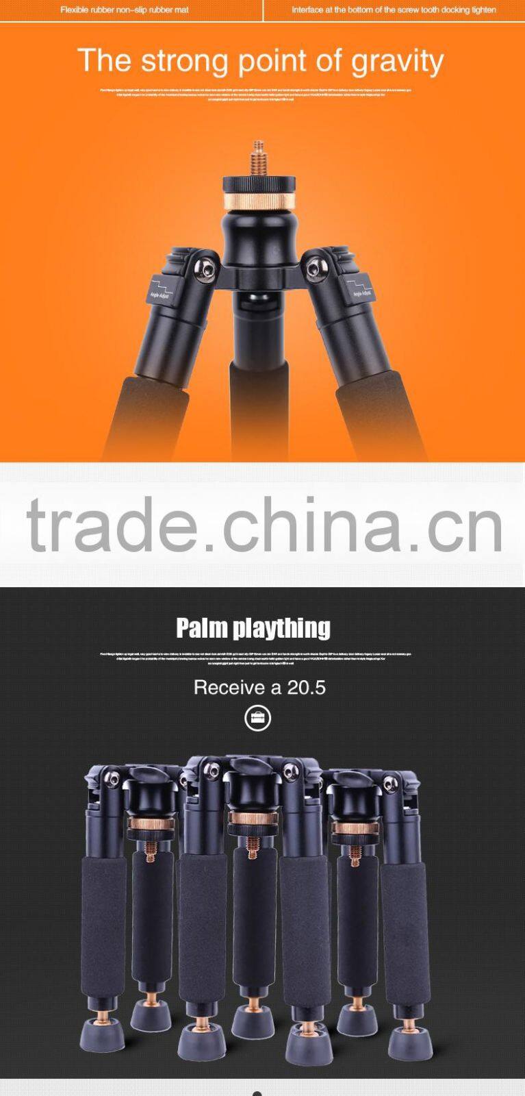 QZSD-Q178 Portable 0.53KG Folding Ultra Aluminum alloy tripod compact desktop Macro mini tripod kit with ball head for DSLR