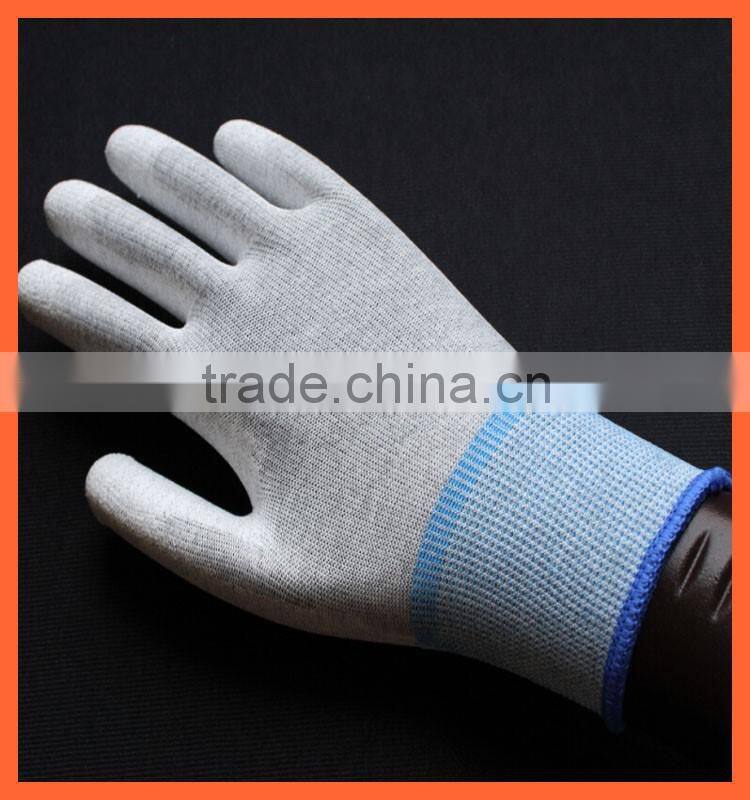 PU resin Assembly line esd glove Cell phone repair esd glove Light part handling esd pu palm coated work glove for sale