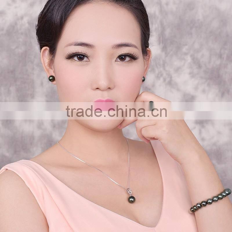 Wholesale tahitian 11mm black pearl wedding ring
