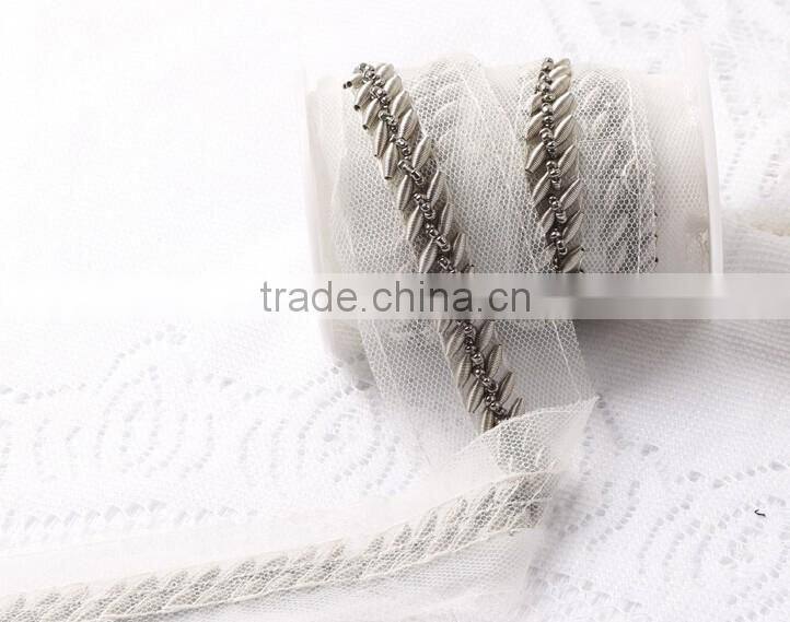 2016 new products sew on plastic beaded trimming accessory for ladies garment mesh trim