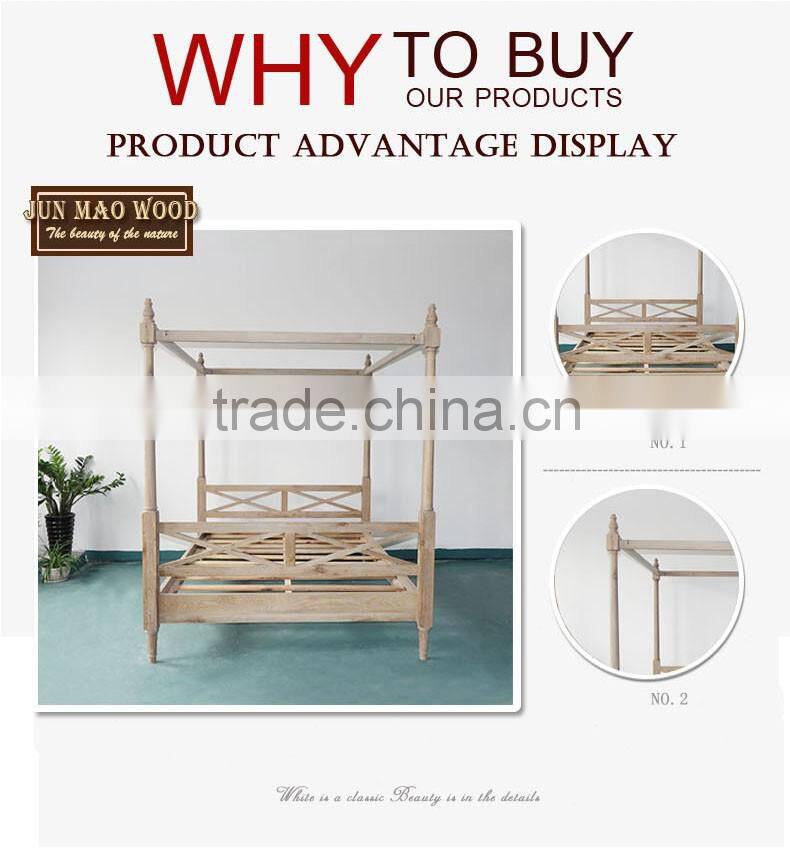 Bed room furniture design antique wooden bed with mosquito net