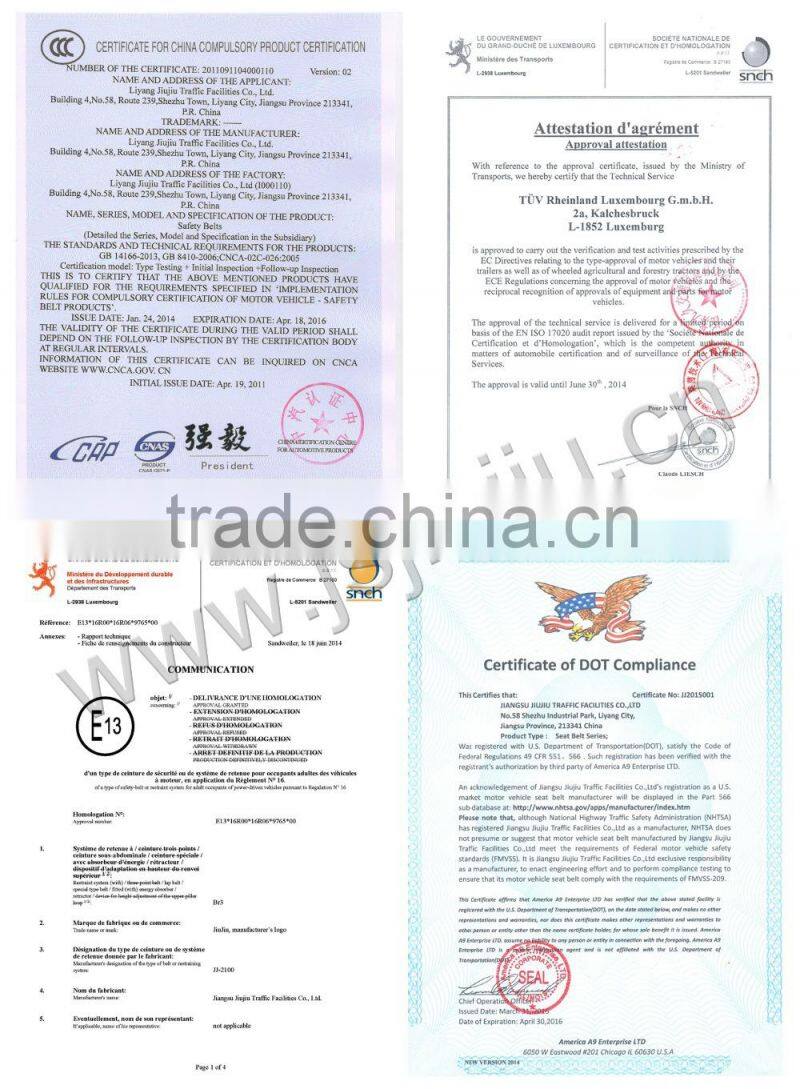 CCC DOT E-Mark certified simple safety seat belt for car with two points